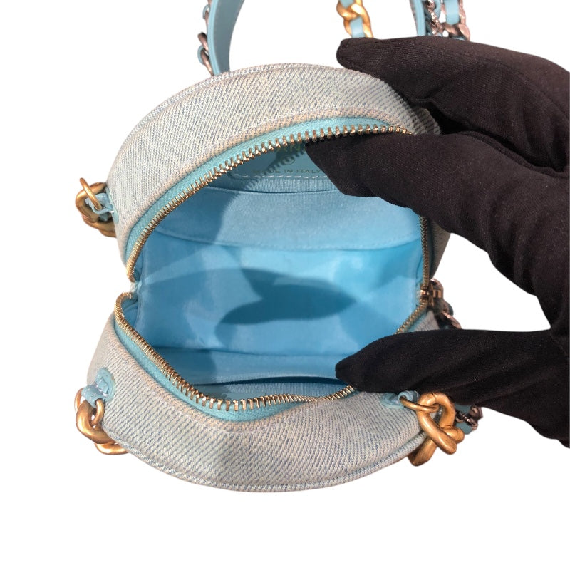 シャネル CHANEL CHANEL19 ラウンドチェーンショルダー AP0945 ライトブルー/ゴールド、シルバー金具 デニム レディース ショルダーバッグ