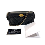 シャネル CHANEL ボーイシャネル チェーンウォレット A84069 ブラック ゴールド金具 ラムスキン レディース ショルダーバッグ