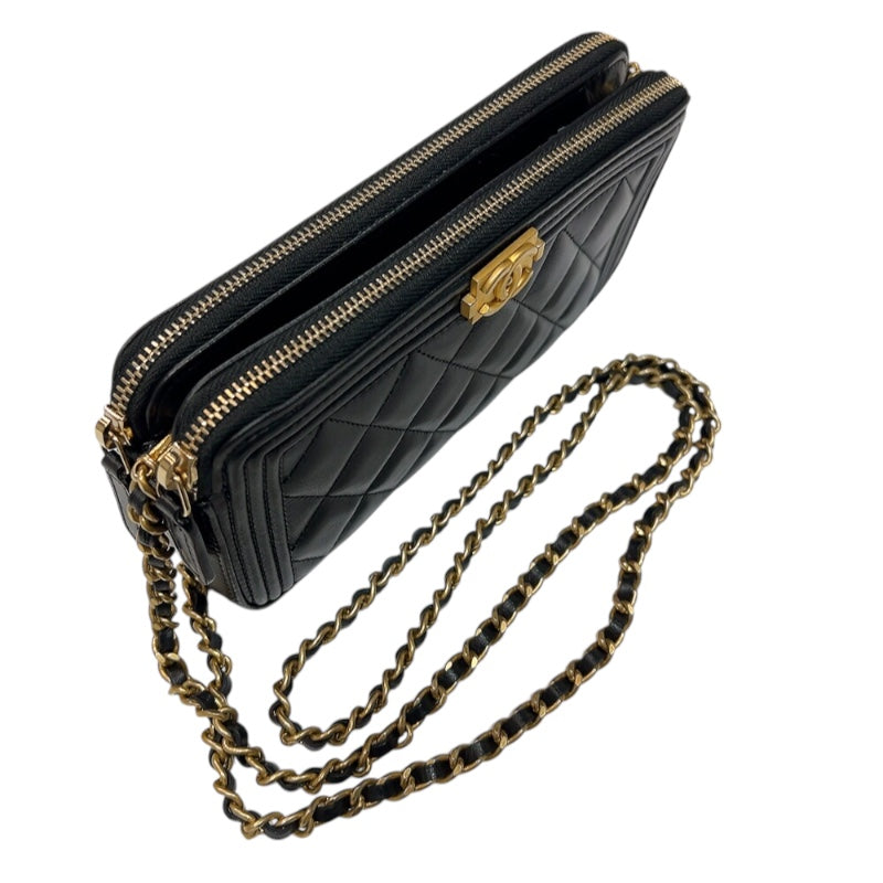 シャネル CHANEL ボーイシャネル チェーンウォレット A84069 ブラック ゴールド金具 ラムスキン レディース ショルダーバッグ