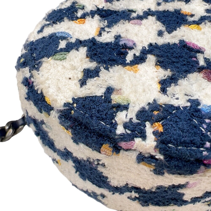 シャネル CHANEL CHANEL19　ラウンドチェーンショルダー ネイビー/ホワイト　ゴールド/シルバー金具 ツイード レディース ショルダーバッグ