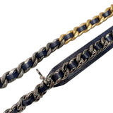 シャネル CHANEL CHANEL19　ラウンドチェーンショルダー ネイビー/ホワイト　ゴールド/シルバー金具 ツイード レディース ショルダーバッグ
