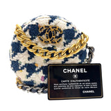 シャネル CHANEL CHANEL19　ラウンドチェーンショルダー ネイビー/ホワイト　ゴールド/シルバー金具 ツイード レディース ショルダーバッグ