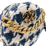 シャネル CHANEL CHANEL19　ラウンドチェーンショルダー ネイビー/ホワイト　ゴールド/シルバー金具 ツイード レディース ショルダーバッグ