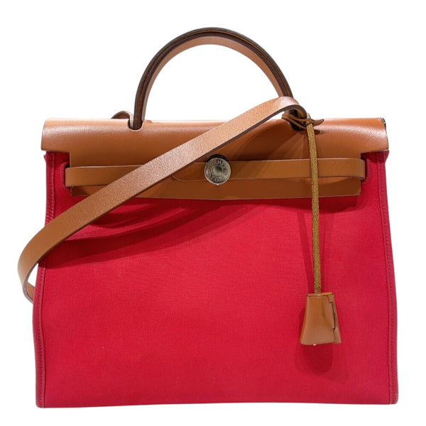 エルメス HERMES エールバッグジップPM □O刻　(2011年製) ブーゲンビリア　 シルバー金具 トワル/ハンター ユニセックス ハンドバッグ