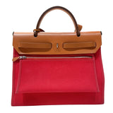 エルメス HERMES エールバッグジップPM □O刻　(2011年製) ブーゲンビリア　 シルバー金具 トワル/ハンター ユニセックス ハンドバッグ