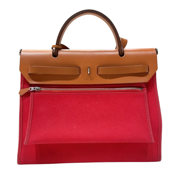 エルメス HERMES エールバッグジップPM □O刻　(2011年製) ブーゲンビリア　 シルバー金具 トワル/ハンター ユニセックス ハンドバッグ