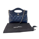 シャネル CHANEL CHANEL31 ミニハンドバッグ AP3656  ネイビー　ゴールド金具 シャイニーカーフ レディース ショルダーバッグ