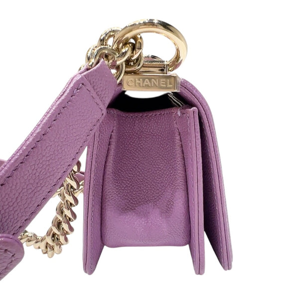 シャネル CHANEL ボーイシャネル15　Vステッチ　ミニチェーンショルダーバッグ A67364 パープルー　ゴールド金具 キャビアスキン レディース ショルダーバッグ