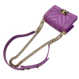 シャネル CHANEL ボーイシャネル15　Vステッチ　ミニチェーンショルダーバッグ A67364 パープルー　ゴールド金具 キャビアスキン レディース ショルダーバッグ