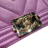 シャネル CHANEL ボーイシャネル15　Vステッチ　ミニチェーンショルダーバッグ A67364 パープルー　ゴールド金具 キャビアスキン レディース ショルダーバッグ