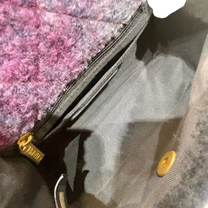 シャネル CHANEL ミニマトラッセ18 ブラック/パープル　ゴールド金具 ファー/レザー レディース ショルダーバッグ