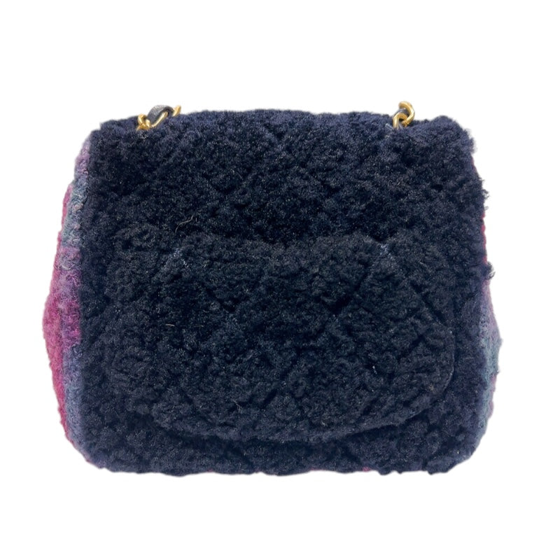 シャネル CHANEL ミニマトラッセ18 ブラック/パープル　ゴールド金具 ファー/レザー レディース ショルダーバッグ