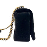 シャネル CHANEL ココマークミニマトラッセ　チェーンショルダーバッグ ブラック　ゴールド金具 ベロア　ラインストーン レディース ショルダーバッグ