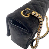シャネル CHANEL ココマークミニマトラッセ　チェーンショルダーバッグ ブラック　ゴールド金具 ベロア　ラインストーン レディース ショルダーバッグ
