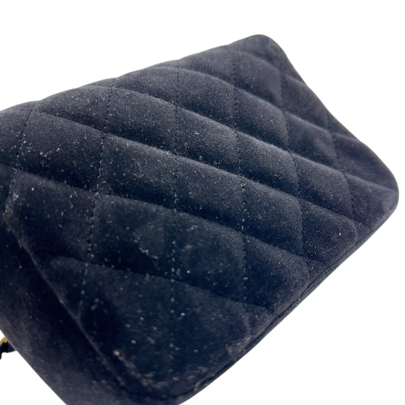 シャネル CHANEL ココマークミニマトラッセ　チェーンショルダーバッグ ブラック　ゴールド金具 ベロア　ラインストーン レディース ショルダーバッグ