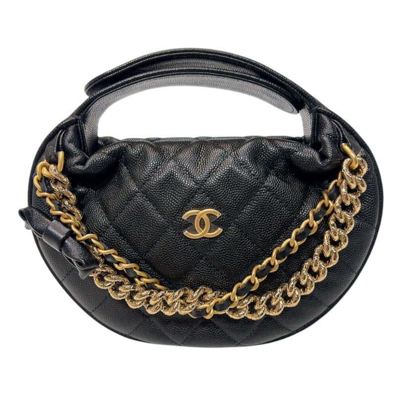 シャネル CHANEL リボン付　マトラッセミニハンドバッグ AP3943 ブラック　ゴールド金具 キャビアスキン レディース ショルダーバッグ