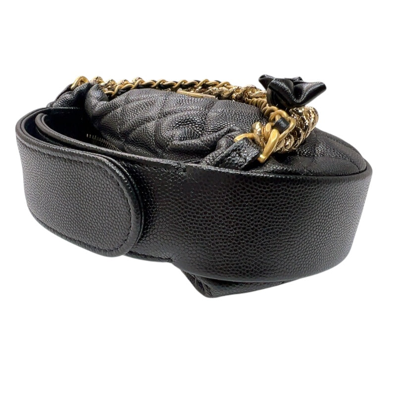 シャネル CHANEL リボン付　マトラッセミニハンドバッグ AP3943 ブラック　ゴールド金具 キャビアスキン レディース ショルダーバッグ
