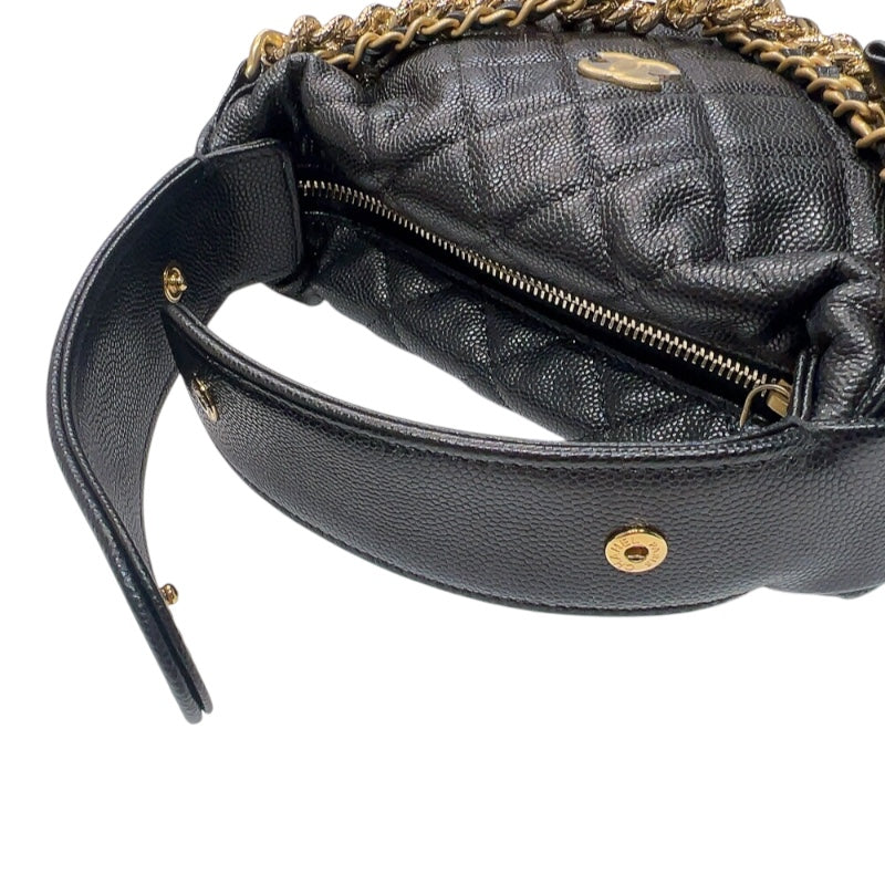 シャネル CHANEL リボン付　マトラッセミニハンドバッグ AP3943 ブラック　ゴールド金具 キャビアスキン レディース ショルダーバッグ