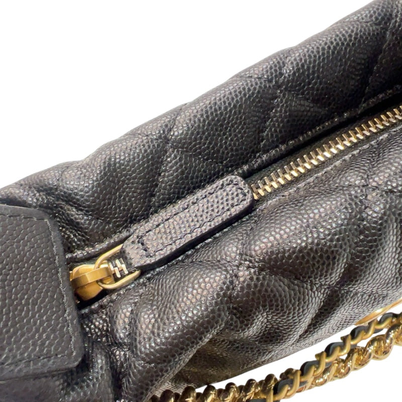 シャネル CHANEL リボン付　マトラッセミニハンドバッグ AP3943 ブラック　ゴールド金具 キャビアスキン レディース ショルダーバッグ