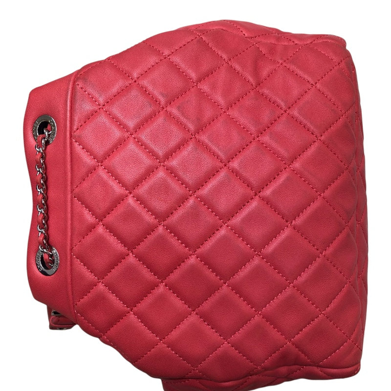 シャネル CHANEL マトラッセドローストリングチェーンショルダー ピンク レザー ラムスキン レディース ショルダーバッグ