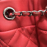 シャネル CHANEL マトラッセドローストリングチェーンショルダー ピンク レザー ラムスキン レディース ショルダーバッグ