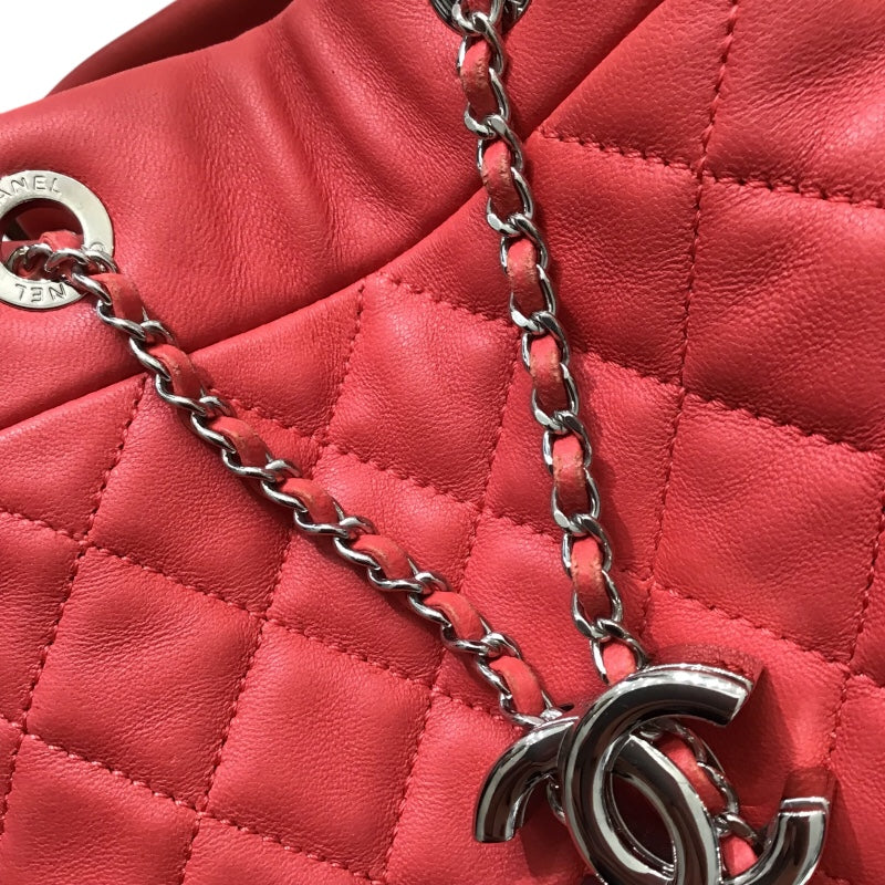 シャネル CHANEL マトラッセドローストリングチェーンショルダー ピンク レザー ラムスキン レディース ショルダーバッグ