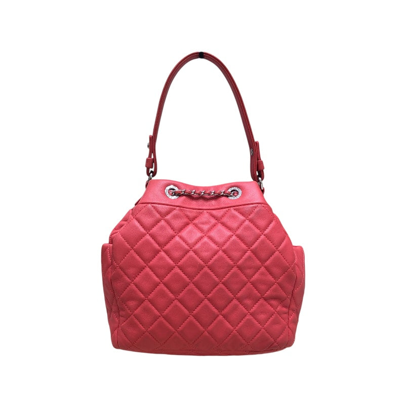 シャネル CHANEL マトラッセドローストリングチェーンショルダー ピンク レザー ラムスキン レディース ショルダーバッグ