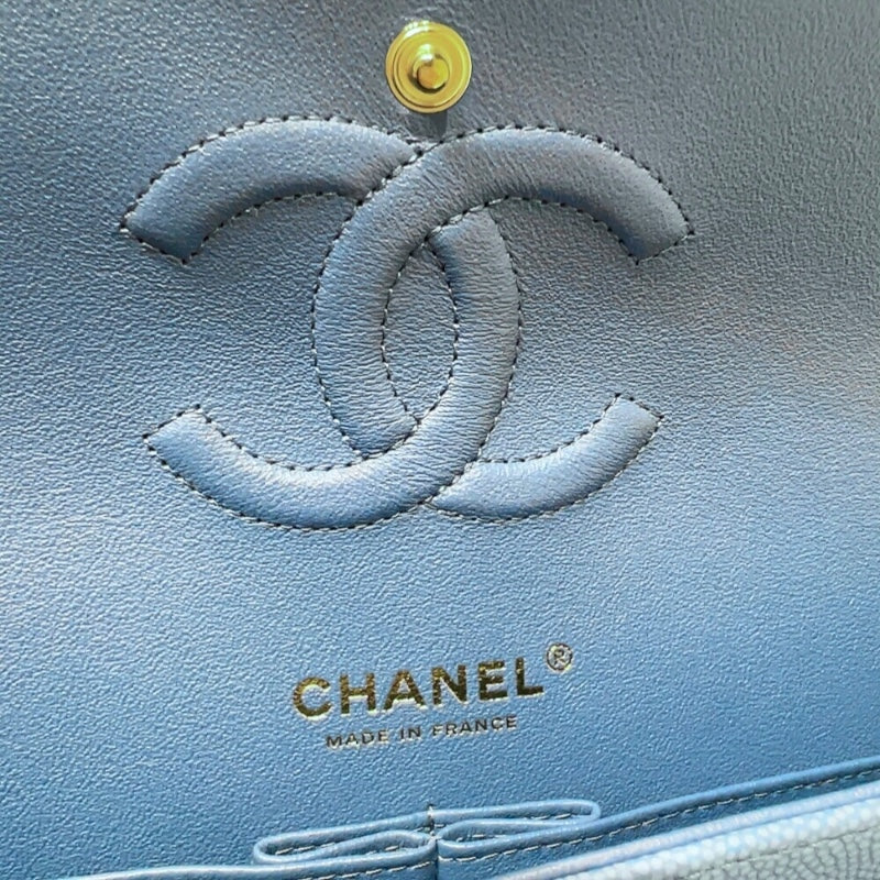 シャネル CHANEL マトラッセ25　Vステッチ A01112 ブルー ゴールド金具 マットキャビアスキン レディース ショルダーバッグ