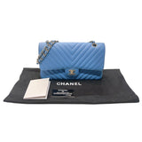 シャネル CHANEL マトラッセ25　Vステッチ A01112 ブルー ゴールド金具 マットキャビアスキン レディース ショルダーバッグ