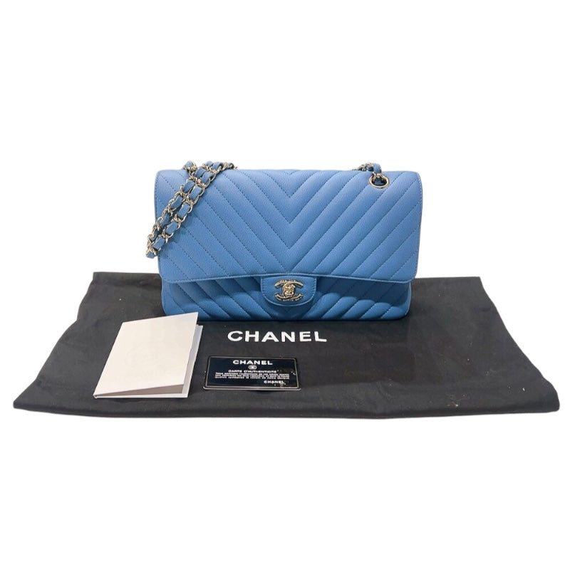 シャネル CHANEL マトラッセ25　Vステッチ A01112 ブルー ゴールド金具 マットキャビアスキン レディース ショルダーバッグ