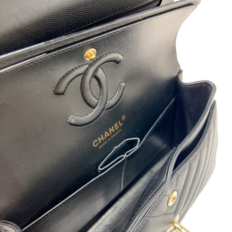 シャネル CHANEL マトラッセ23　Vステッチ　チェーンショルダーバッグ A01113  ネイビー ゴールド金具 キャビアスキン レディース ショルダーバッグ