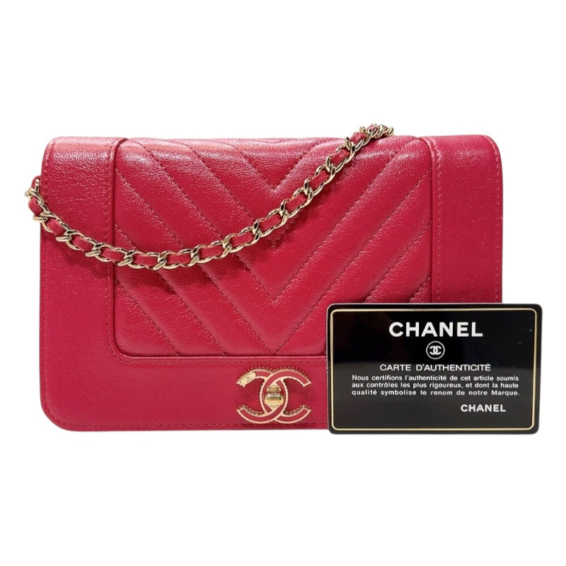 シャネル CHANEL マドモアゼル　　チェーンウオレット A80972 ピンク　ゴールド金具  カーフスキン レディース ハンドバッグ