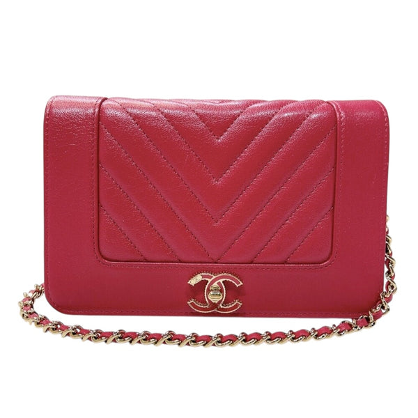 シャネル CHANEL マドモアゼル　　チェーンウオレット A80972 ピンク　ゴールド金具  カーフスキン レディース ハンドバッグ