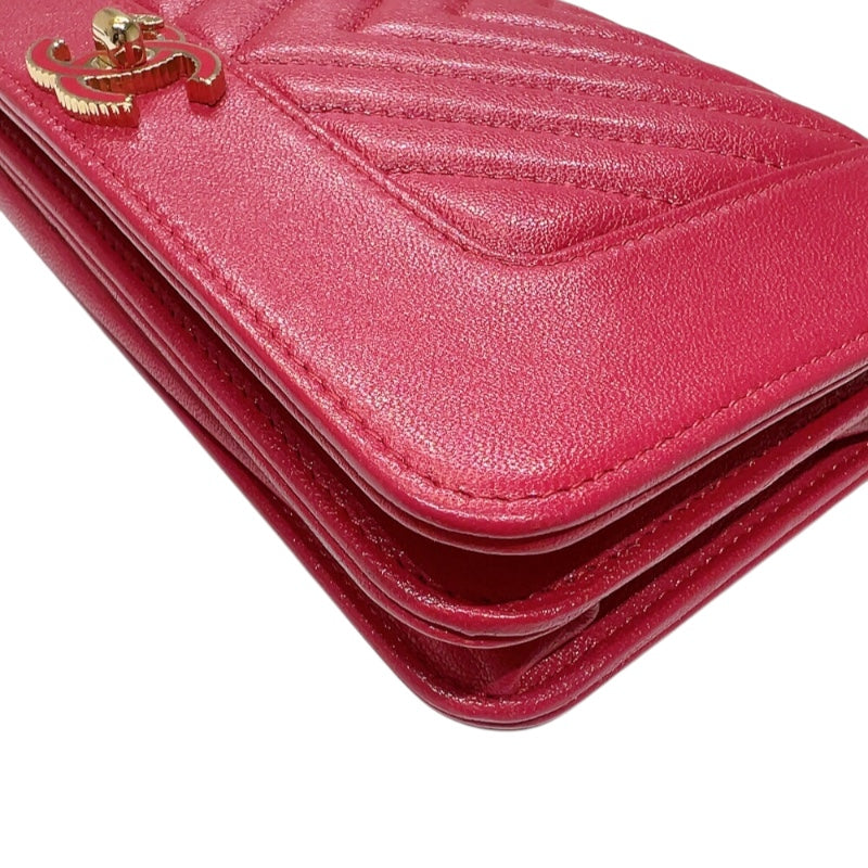シャネル CHANEL マドモアゼル　　チェーンウオレット A80972 ピンク　ゴールド金具  カーフスキン レディース ハンドバッグ