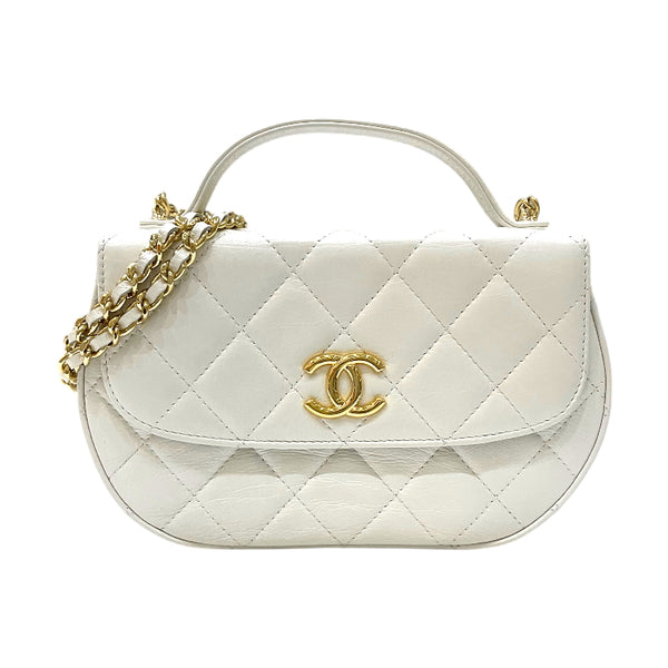 シャネル CHANEL マトラッセ 2WAYショルダーバッグ ホワイト ゴールド金具 カーフスキン レディース ショルダーバッグ