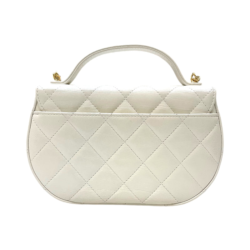 シャネル CHANEL マトラッセ 2WAYショルダーバッグ ホワイト ゴールド金具 カーフスキン レディース ショルダーバッグ