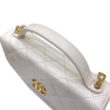 シャネル CHANEL マトラッセ 2WAYショルダーバッグ ホワイト ゴールド金具 カーフスキン レディース ショルダーバッグ
