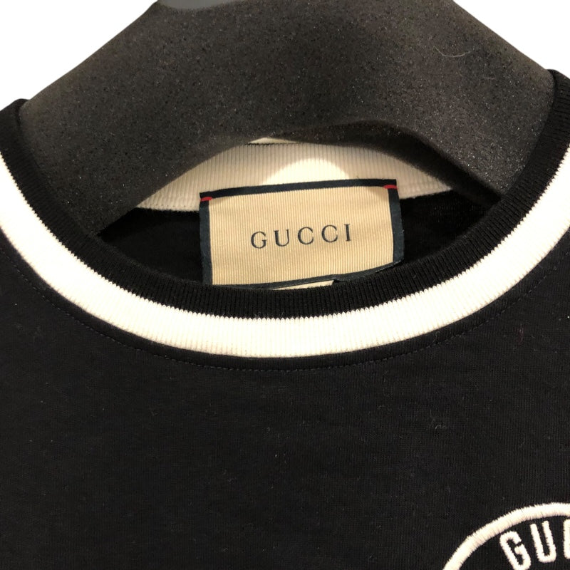 グッチ GUCCI GGロ刺繡Tシャツ 756596 ブラック コットン グッチ GUCCI GGロ刺繡Tシャツ 756596 ブラック コットン