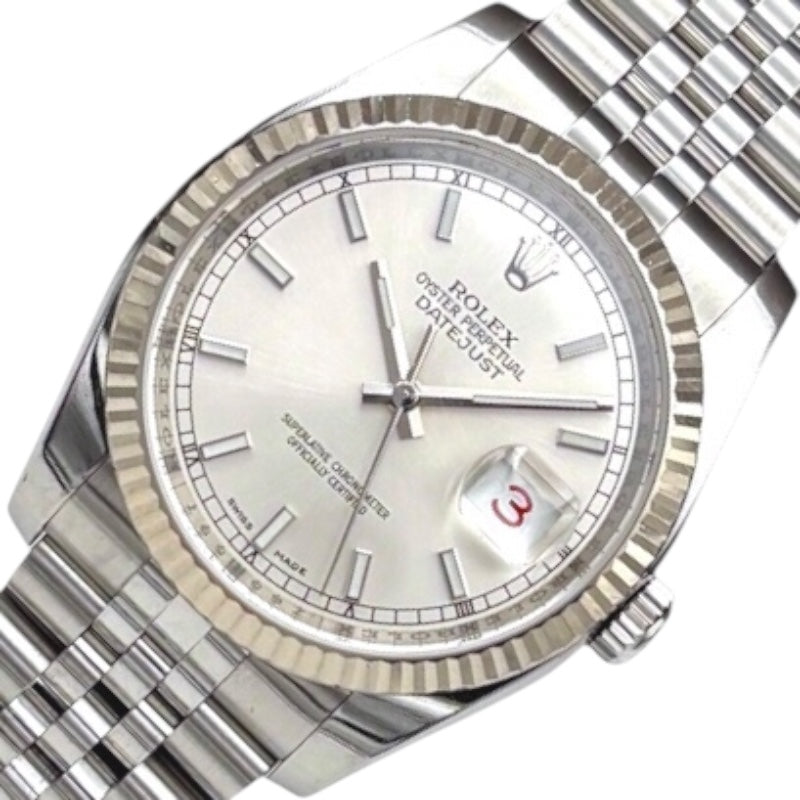 ロレックス ROLEX デイトジャスト36 シルバー K18ホワイトゴールド K18WG　SS メンズ 腕時計