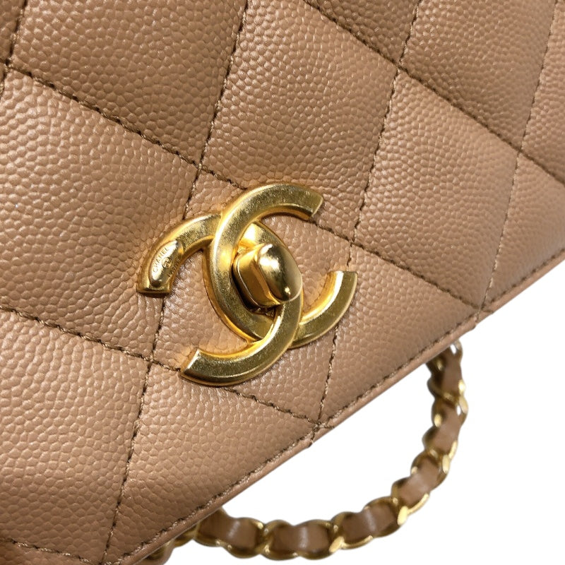シャネル CHANEL マトラッセ2WAYチェーンショルダー ベージュ　ゴールド金具 キャビアスキン レディース ショルダーバッグ