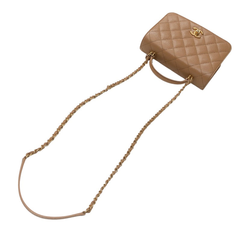 シャネル CHANEL マトラッセ2WAYチェーンショルダー ベージュ　ゴールド金具 キャビアスキン レディース ショルダーバッグ