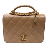 シャネル CHANEL マトラッセ2WAYチェーンショルダー ベージュ　ゴールド金具 キャビアスキン レディース ショルダーバッグ