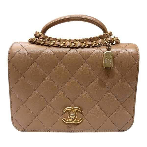 シャネル CHANEL マトラッセ2WAYチェーンショルダー ベージュ　ゴールド金具 キャビアスキン レディース ショルダーバッグ