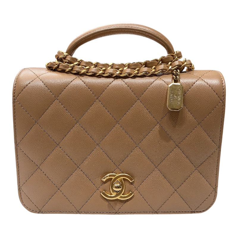 シャネル CHANEL マトラッセ2WAYチェーンショルダー ベージュ　ゴールド金具 キャビアスキン レディース ショルダーバッグ