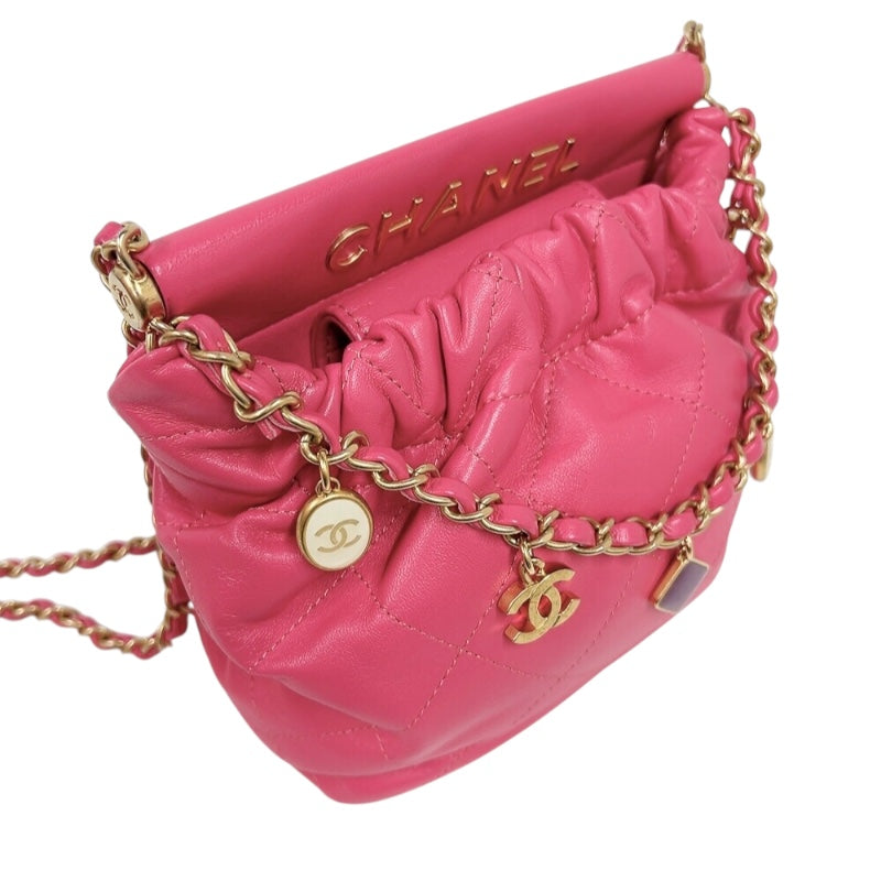シャネル CHANEL マトラッセ　チェーンショルダーバッグ AS3793 ピンク　ゴールド金具 ラムスキン レディース ショルダーバッグ