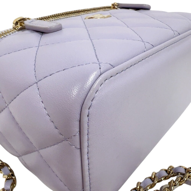 シャネル CHANEL マトラッセ　ハンドルチェーンバニティ パープル　ゴールド金具 ラムスキン レディース ショルダーバッグ