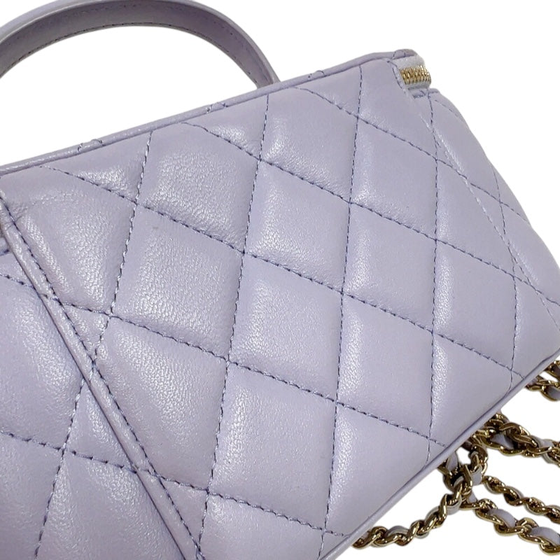シャネル CHANEL マトラッセ　ハンドルチェーンバニティ パープル　ゴールド金具 ラムスキン レディース ショルダーバッグ