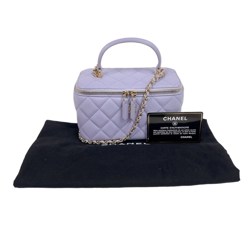 シャネル CHANEL マトラッセ　ハンドルチェーンバニティ パープル　ゴールド金具 ラムスキン レディース ショルダーバッグ