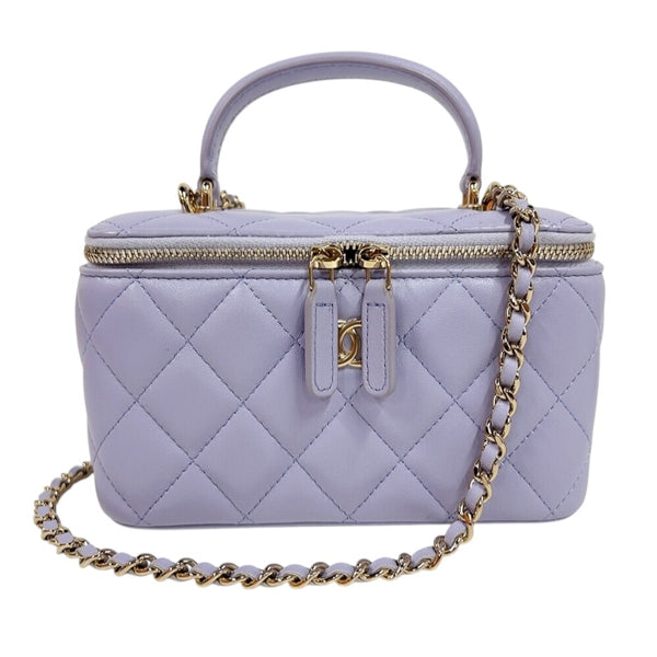 シャネル CHANEL マトラッセ　ハンドルチェーンバニティ パープル　ゴールド金具 ラムスキン レディース ショルダーバッグ
