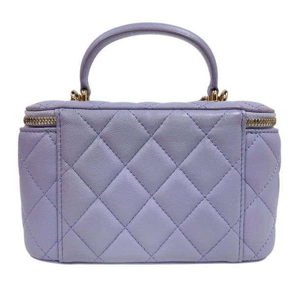 シャネル CHANEL マトラッセ　ハンドルチェーンバニティ パープル　ゴールド金具 ラムスキン レディース ショルダーバッグ